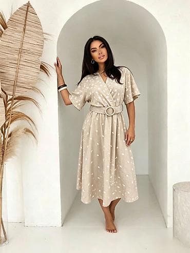 Haljine: ✅Ženska midi haljina sa pojasom i V‑izrezom
✅2300 din — 4