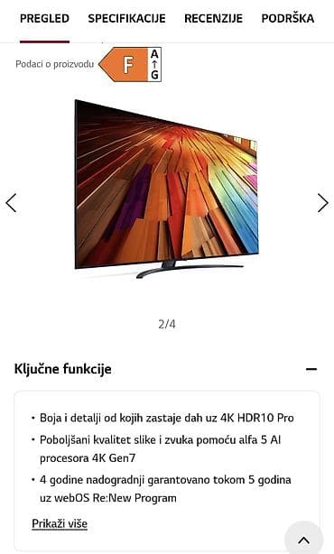 digitalne antene za tv: LG 86UT81003LA.AEU – 86" (217 cm) UHD AI ThinQ televizor, model 2024 — 1