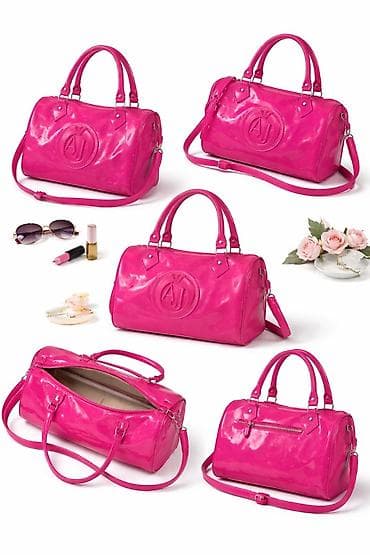 Ženska torba – sjajni lak finiš, jarko roze - Klasičan