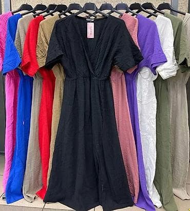 Ženska letnja midi haljina od pamučnog muslina (gauze), ležernog