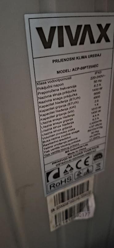 polovni monitori novi sad: VIVAX prenosni klima uređaj – model ACP-09PT25AEC - Tip: prenosna — 1