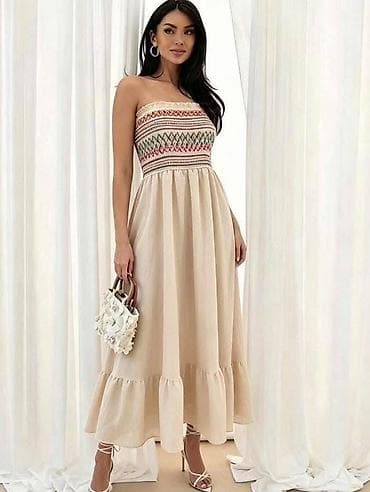 Haljine: Boho haljina na bretele bez naramenica – maxi dužina — 1