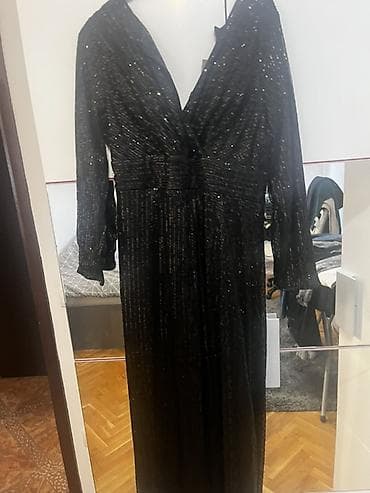 Underwear: NOVA. Elegantna duga crna haljina sa šljokicama - Model: duga — 1