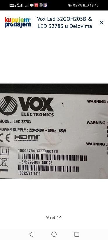 lidl aparat za espreso: Vox LED televizori za delove – modeli LED 32GOH205B i LED 32783 — 10