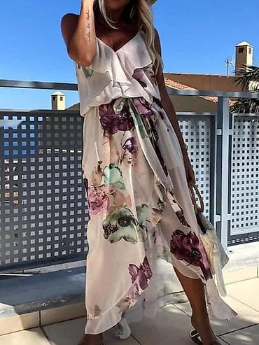 haljina sa rukavicama: 🌹Ženska letnja maxi haljina sa cvetnim printom-2300 din — 4