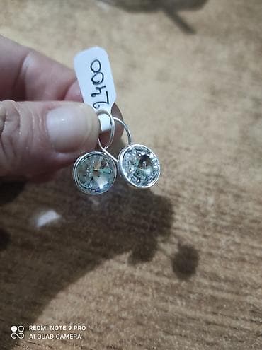 suknje visoki struk: Srebrne minđuše sa okruglim providnim kamenjem - Elegantan dizajn — 1