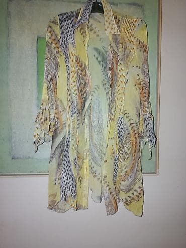 crno odelo i crna kosulja: Lagan ženski kimono/košulja od prozračnog šifona. - Materijal: tanak — 5
