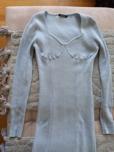 bela boho haljina: One size, color - Light blue, Oversize, Long sleeves — 2