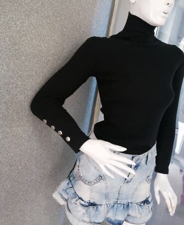 pončo za zimu: S (EU 36), Cotton, color - Black — 1