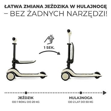 bicikle sa pomocnim tockovima: KINDERKRAFT HALLEY Stone White – 2-u-1 trotinet/balans bicikl na tri — 4