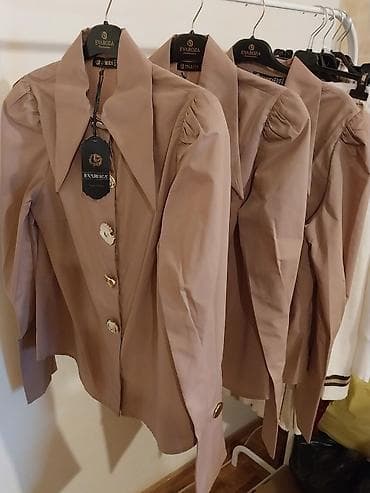 dugi prsluk: Ženska košulja EVAROZA – puderasto bež - Model sa izraženim širokim — 1