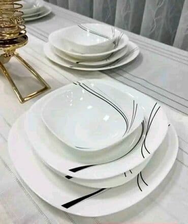 metalac set tanjira: Set posuđa sa modernim dizajnom, idealan za serviranje obroka. Bele je — 2