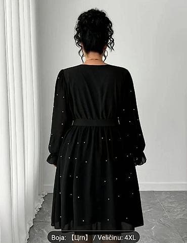 komplet odece: Elegantna crna haljina sa bisernim aplikacijama, veličina: 4XL - — 3