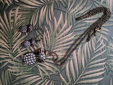 Set nakita sa motivom sove – ogrlica i minđuše - Dizajn: antik