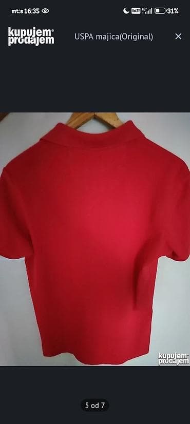 Coats and trench coats: Short sleeves T-shirt, M, U.S. Polo Assn, color - Red, Cotton — 5