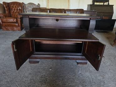 deciji dusek za krevetac: TV komoda od punog drveta, tamno bajcovana - Klasničan dizajn sa — 12