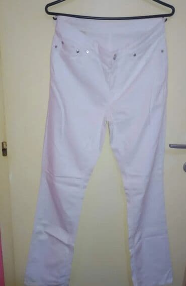 bele zenske pantalone: L (EU 40), Visok struk, Ravne nogavice — 1