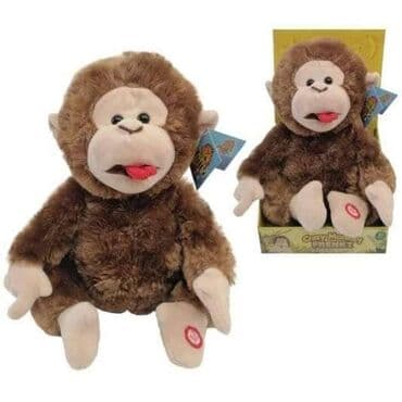 majmun igracka: Veoma zanimljiv plišani majmun Frenki, pritisnite mu stopalo i smejte — 1