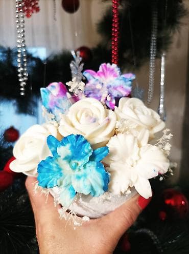 silver cvece: Dekorativni aranžman od sapuna – ručno rađeni cvetovi - Elegantna — 3