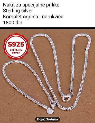 srebro pančevo: Komplet nakita za specijalne prilike – ogrlica i narukvica. Materijal — 1