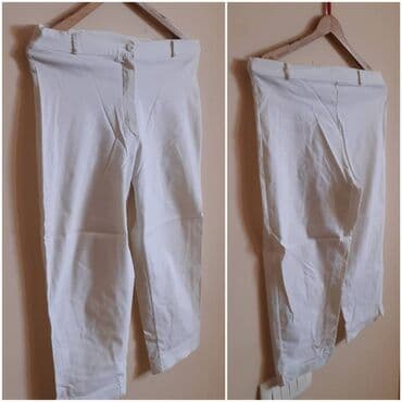 helanke od eko koze: Bele ženske 3/4 pantalone/helanke - Veličina: M - Kroj: tričetvrt — 2