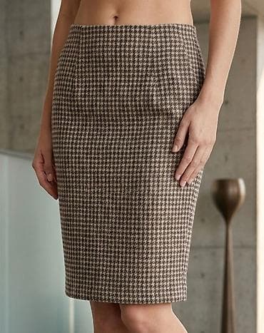 Suknja olovka kroja sa „pied-de-poule“ (pepito) dezenom - Klasičan