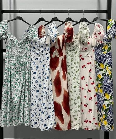 torbe novi sad: Letnja midi haljina sa floralnim printom - Kroj: romantičan, struk — 2