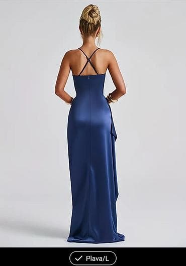 svecane haljine smederevo: Elegantna svečana haljina – plava, veličina L NOVOOO - Duga satenska — 3