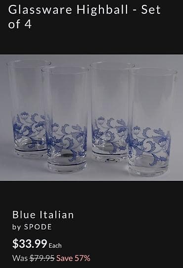 maxi čaše kuhn rikon: Luksuzne nove case Spode Blau Italija Hi Ball. Set od 4 nove luksuzne — 5