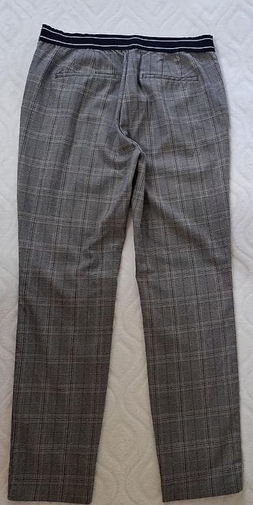 farmerke kragujevac: ZARA BASIC ženske pantalone – pepito/karirani dezen u sivoj nijansi — 4