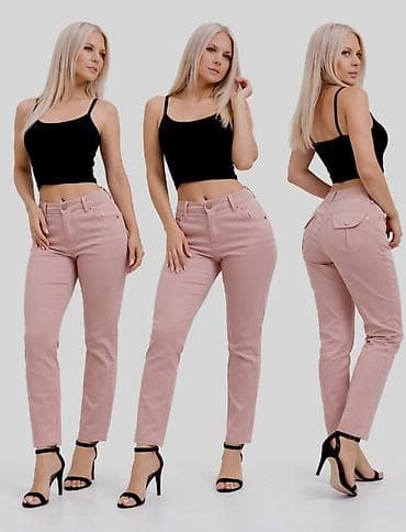 mona torbica bez: Ženske pantalone u puder‑roze boji - Klasican kroj ravnih nogavica — 2