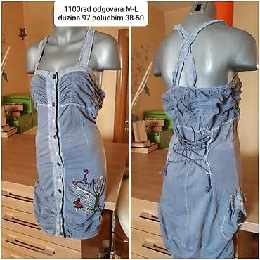 xiaomi rs: Sivo haljina na bretele, romantično-boho stil. - Veličina: odgovara — 1