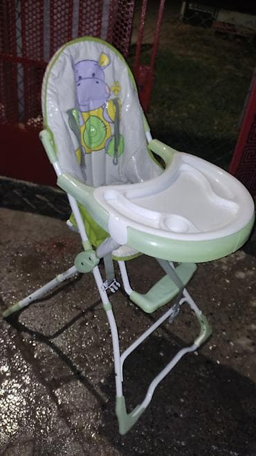 polovne ugaone garniture beograd: Visoka stolica za hranjenje bebe/decu - Boja: zelena/bela sa printom — 3