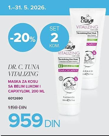Dr. C. Tuna Vitalizing – Revitalizujuća maska za kosu sa belim lukom i