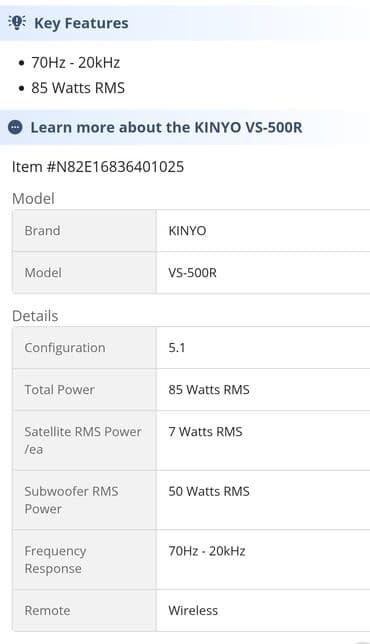 iznajmljivanje zvucnika novi sad: KINYO VS-500R 85 Vati RMS 5.1 zvucnici nemam sve kablove za male — 8