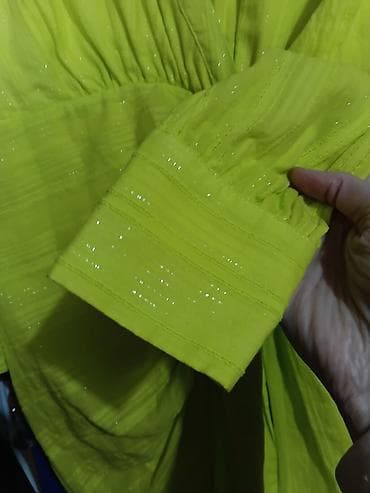 versace eros cena: Neon zeleno haljina-košulja sa resamam m do l - Model: midi — 5