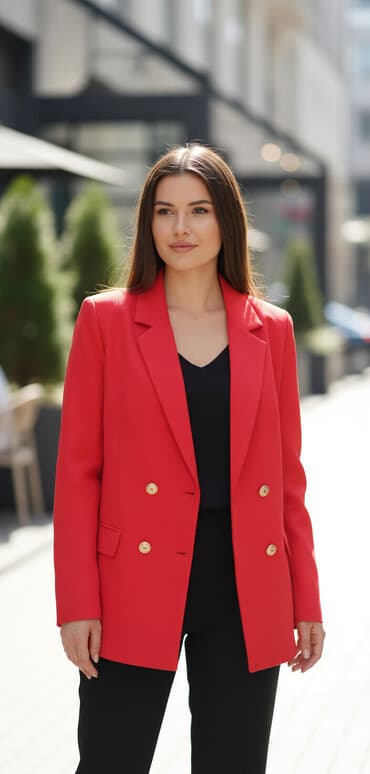 Blazers: Ženski sako u jarko ružičastoj/ ciklama boji. Klasican kroj sa — 1