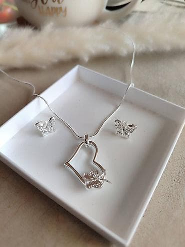 parfemi si: Set: Minđuše, Ogrlica, Privezak, Materijal: Srebro — 1