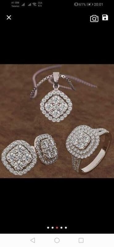 srebrni set nakita: Komlet nakita srebro silver strong 925 sa žigom i belim cirkonima — 1