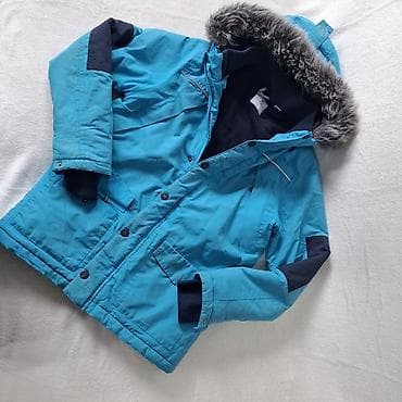 drvena kuhinja za decu: Dečija zimska jakna Okadi (Okaïdi), tirkizno-plava sa tamnoplavim — 4