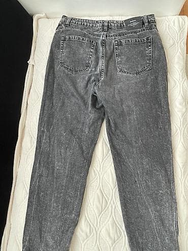 grey 95: Sivi teksas pantalone – stone wash efekat - Kroj: ravne nogavice — 2