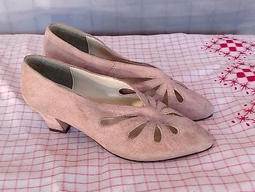 set za manikir i pedikir lidl: Vintage LAURA BERG roze cipele sa izrezima (prirodna prevrnuta koža) — 1