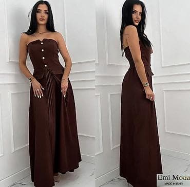 haljine promenada: Elegantna maxi haljina bez bretela – Emi Moda, Made in Italy. - Kroj — 2