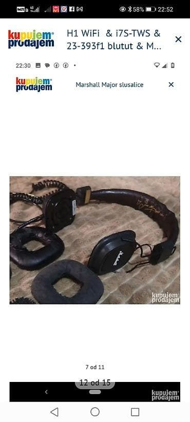 radio linije: Marshall Major žičane slušalice - Model: Marshall Major (on-ear) - — 1