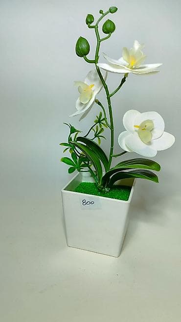 Kućni dekor: Dekorativna veštačka orhideja u saksiji - Realistična bela orhideja — 5