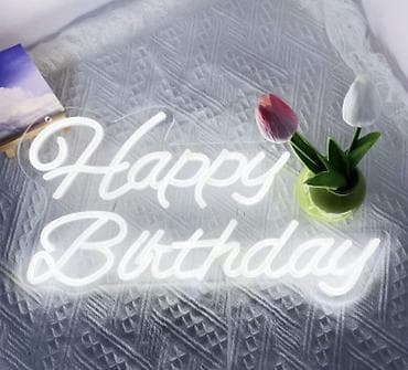 staklene case novi sad: LED neon natpis “Happy Birthday” - Svetleći natpis u obliku — 4