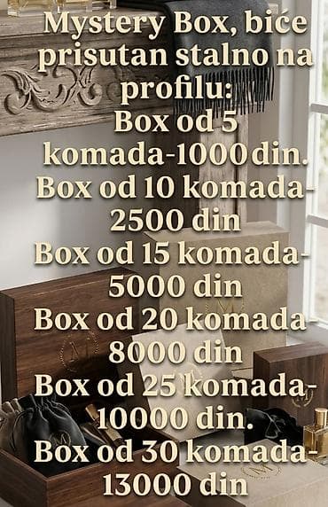 Mystery Box – stalna ponuda na profilu Opcije i cene: - Box od 5