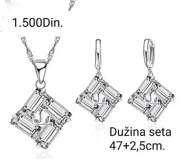 toki voki za lov: Posrebreni set nakita sa žigom S925. – ogrlica i minđuše - Dizajn — 1