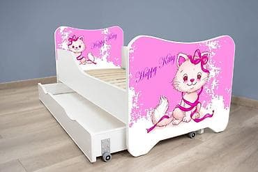 Krevet sa fiokom i dušekom za decu 140 x 70 cm – Happy Kitty + Fioka