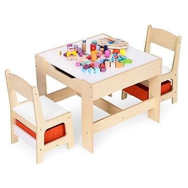 kupujem prodajem stolice: Dečiji set sto i 2 stolice sa tablom za pisanje Wood ECOTOYS Šifra — 2